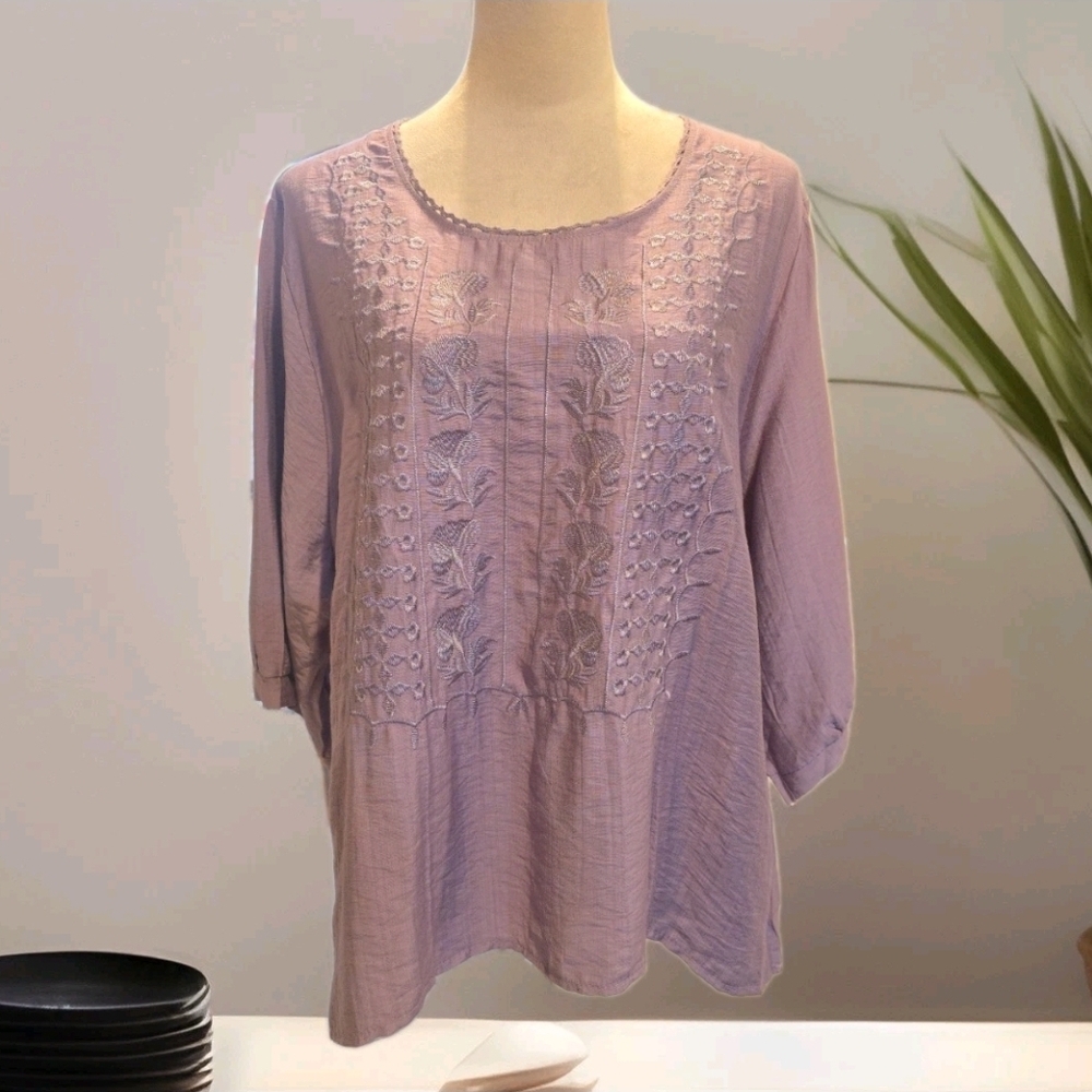 Lavender Embroidered Women's Top